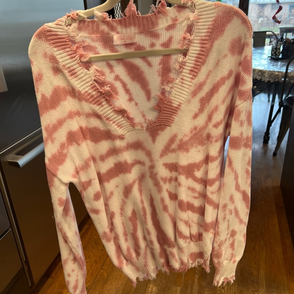 Pink Lily Sweater pink tie-dye, medium